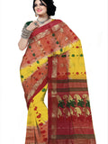 Pradip Fabrics Red and Yellow Tant Silk Blend Saree