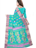 Pradip Fabrics Woven Tant Pure Cotton Saree (Green )