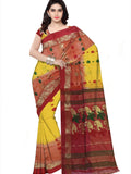 Pradip Fabrics Red and Yellow Tant Silk Blend Saree