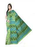 Pradip Fabrics Ethnic Women's Cotton Tant Gap Jamdani  Green Color Saree