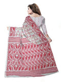Pradip Fabrics Ethnic Women's Cotton Tant Gap Jamdani Red & white Color Saree