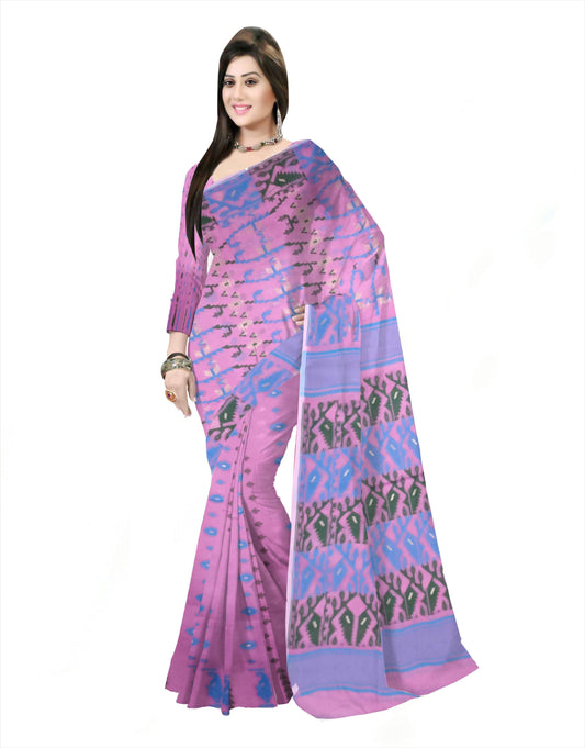 Pradip Fabrics Ethnic Women's Cotton Tant Gap Jamdani pink  Color Saree