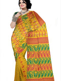 Pradip Fabrics Ethnic Women's Cotton Tant Gap Jamdani Yellow Color Saree