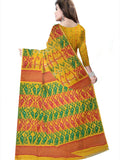 Pradip Fabrics Ethnic Women's Cotton Tant Gap Jamdani Yellow Color Saree
