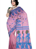 Pradip Fabrics Ethnic Women's Cotton Tant Gap Jamdani pink Color Saree