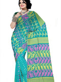 Pradip Fabrics Ethnic Women's Cotton Tant Gap Jamdani  Green Color Saree