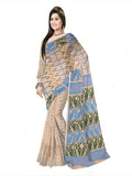 Pradip Fabrics Ethnic Women's Cotton Tant Gap Jamdani  Cream Color Saree