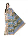 Pradip Fabrics Ethnic Women's Cotton Tant Gap Jamdani  Cream Color Saree