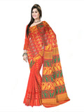 Pradip Fabrics Ethnic Women's Cotton Tant Gap Jamdani Orange Color Saree