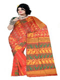 Pradip Fabrics Ethnic Women's Cotton Tant Gap Jamdani Orange Color Saree