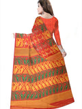 Pradip Fabrics Ethnic Women's Cotton Tant Gap Jamdani Orange Color Saree