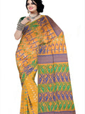 Pradip Fabrics Ethnic Women's Cotton Tant Gap Jamdani Orange Color Saree