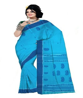 Pradip Fabrics Woven Tant Pure Cotton Saree (Blue)