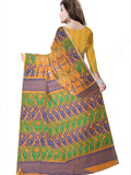 Pradip Fabrics Ethnic Women's Cotton Tant Gap Jamdani Orange Color Saree