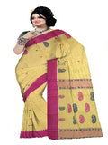 Pradip Fabrics Woven Tant Pure Cotton Saree (Yellow)