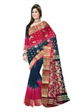 Pradip Fabrics Ethnic Women's Tant cotton Black & Red Color Saree