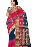 Pradip Fabrics Ethnic Women's Tant cotton Black & Red Color Saree