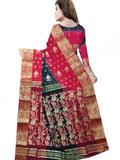 Pradip Fabrics Ethnic Women's Tant cotton Black & Red Color Saree