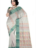 Pradip Fabrics Ethnic Women's Cotton Tant cotton white  Color Saree