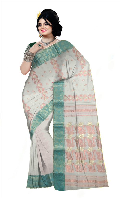Pradip Fabrics Ethnic Women's Cotton Tant cotton white  Color Saree
