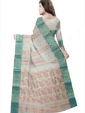 Pradip Fabrics Ethnic Women's Cotton Tant cotton white  Color Saree