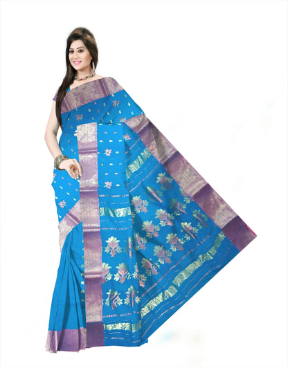 Pradip Fabrics Ethnic Women's Cotton Tant cotton sky blue Color Saree