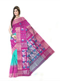 Pradip Fabrics Ethnic Women's Cotton Tant cotton Sea Green & pink Color Saree