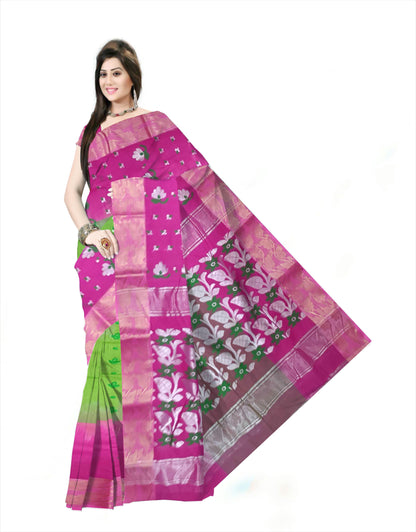 Pradip Fabrics Ethnic Women's Cotton Tant cotton Green & pink Color Saree