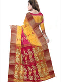 Pradip Fabrics Ethnic Women's Tant Silk Red and Yellow Color Saree