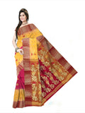 Pradip Fabrics Ethnic Women's Tant Silk Red and Yellow Color Saree