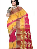 Pradip Fabrics Ethnic Women's Tant Silk Red and Yellow Color Saree