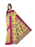 Pradip Fabrics Woven Tant Pure Cotton Saree (Yellow)