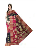 Woven Bollywood Silk Blend Saree  (Red & black )