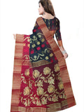 Woven Bollywood Silk Blend Saree  (Red & black )