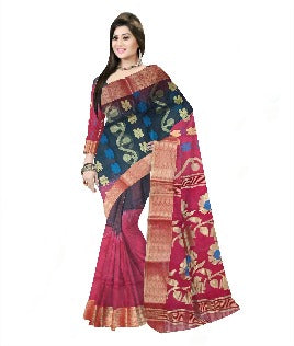 Woven Bollywood Silk Blend Saree  (Red)