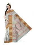 Pradip Fabrics Woven Tant Pure Cotton Saree (white)