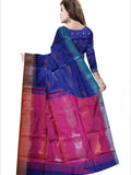 Pradip Fabrics Woven pink & Blue color Pure Cotton Soft Handloom Saree