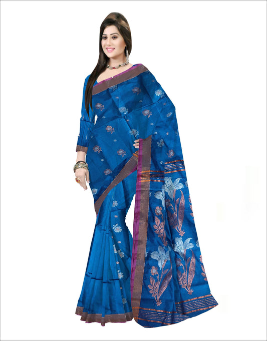 Pradip Fabrics Woven Sky blue Color Soft Handloom Saree