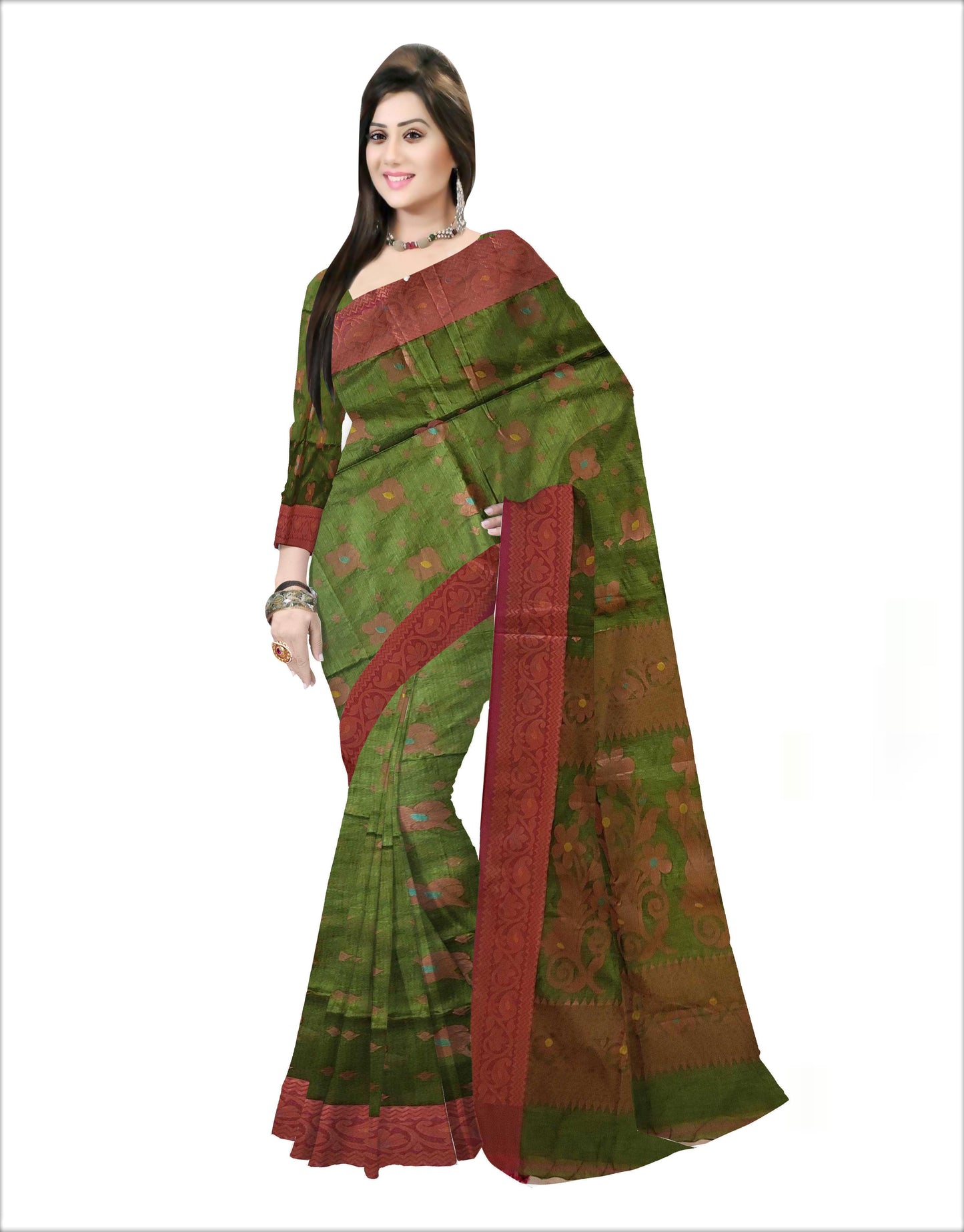 Pradip Fabrics Woven Soft Handloom Light green  Color Saree