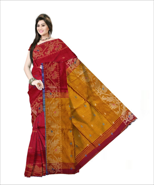 Pradip Fabrics Woven Red and Yellow Color Soft Handloom Saree