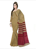 Pradip Fabrics Woven Soft Pure Cotton Handloom Maroon & Cream Color Saree
