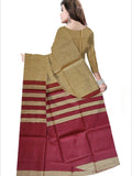 Pradip Fabrics Woven Soft Pure Cotton Handloom Maroon & Cream Color Saree