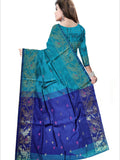 Pradip Fabrics Woven Aqua green and Blue Color Soft Handloom Saree