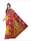 Pradip Fabrics Woven Tant Silk Yellow & Red Color Saree