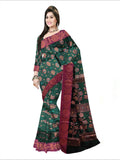 Pradip Fabrics Woven Soft Handloom Dark Green  Color Saree