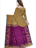 Pradip Fabrics Woven Cream and Purple Color Soft Handloom Saree