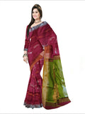 Pradip Fabrics Woven  Maroon & Green color Soft Handloom Saree