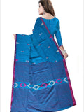 Pradip Fabrics Woven Soft Handloom pure  cotton Sky Blue Color Saree