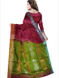 Pradip Fabrics Woven  Maroon & Green color Soft Handloom Saree