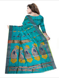 Pradip Fabrics Woven Aqua green  color Soft Handloom Saree